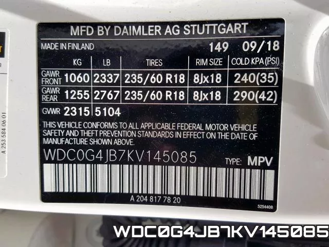 WDC0G4JB7KV145085 фото 2