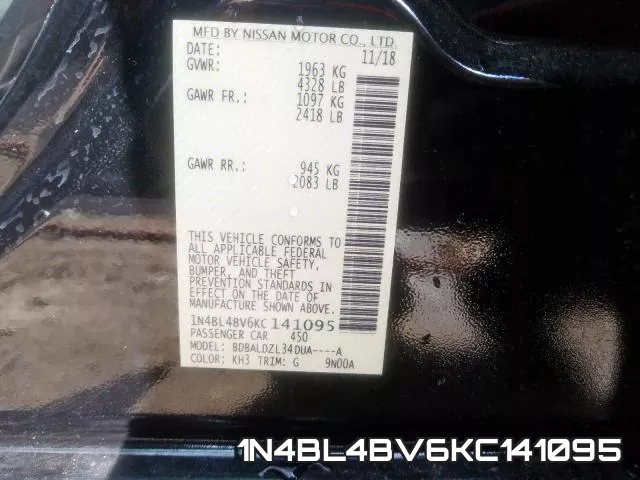 1N4BL4BV6KC141095 фото 2
