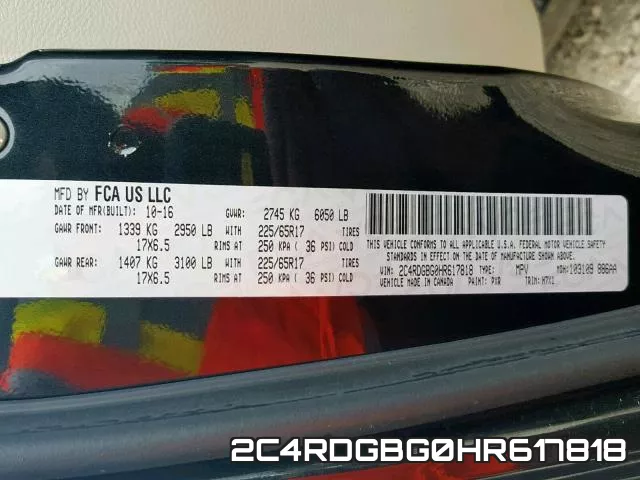 2C4RDGBG0HR617818 фото 2
