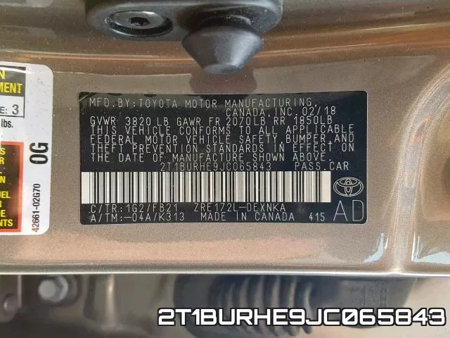 2T1BURHE9JC065843 фото 2