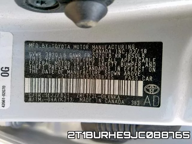 2T1BURHE9JC088765 фото 2