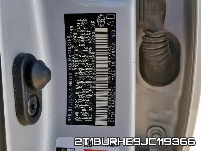 2T1BURHE9JC119366 фото 2