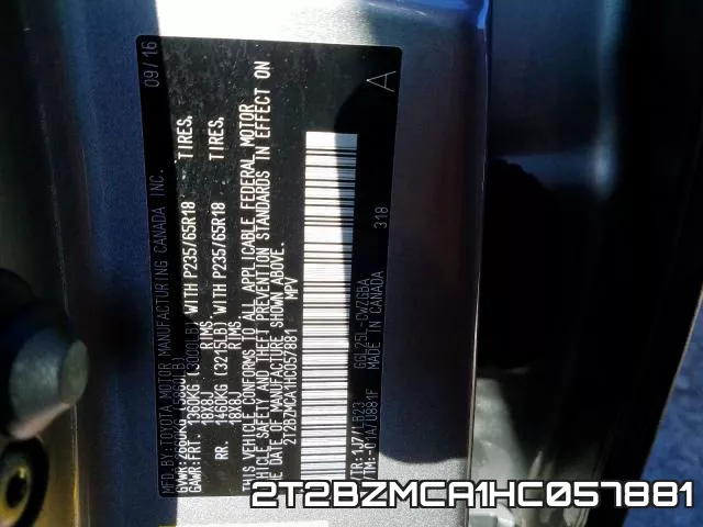 2T2BZMCA1HC057881 фото 2