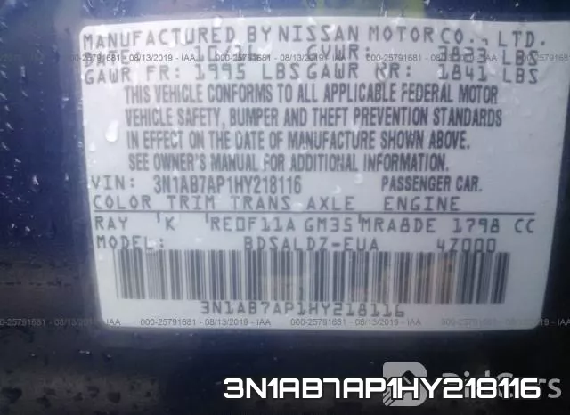 3N1AB7AP1HY218116 фото 10