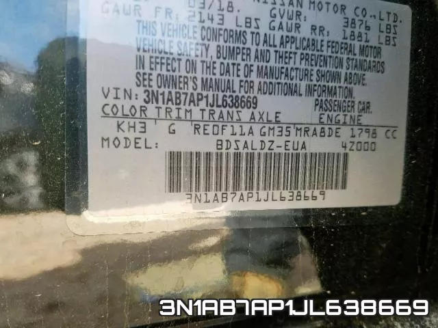 3N1AB7AP1JL638669 фото 2