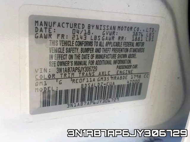 3N1AB7AP6JY306729 фото 2