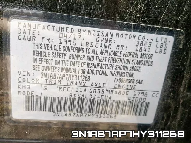 3N1AB7AP7HY311268 фото 2