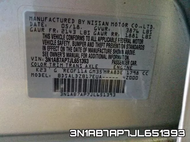 3N1AB7AP7JL651393 фото 2