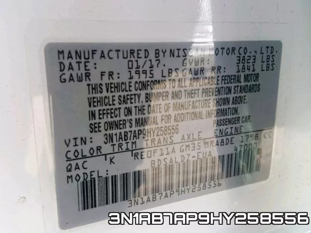 3N1AB7AP9HY258556 фото 2
