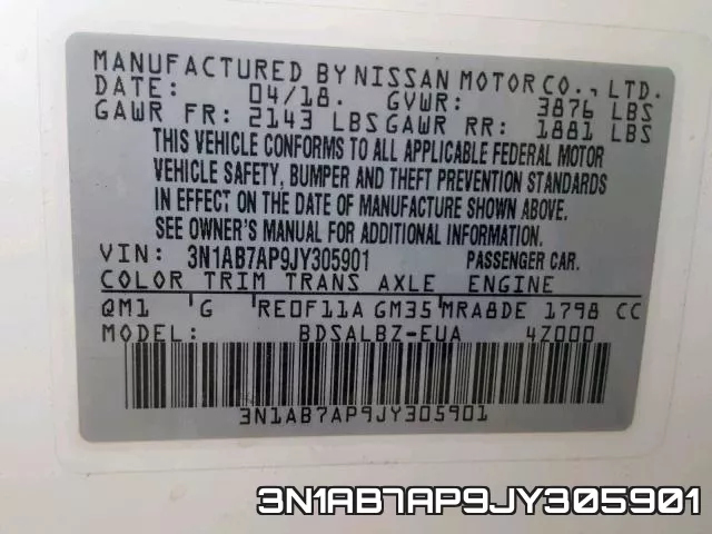 3N1AB7AP9JY305901 фото 2