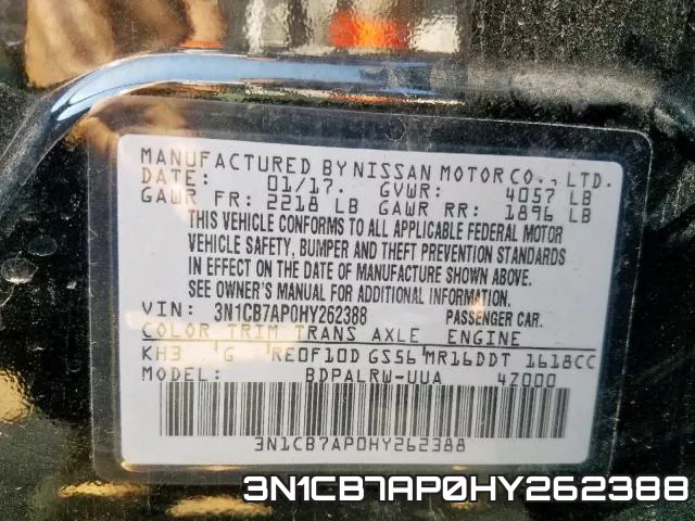 3N1CB7AP0HY262388 фото 2