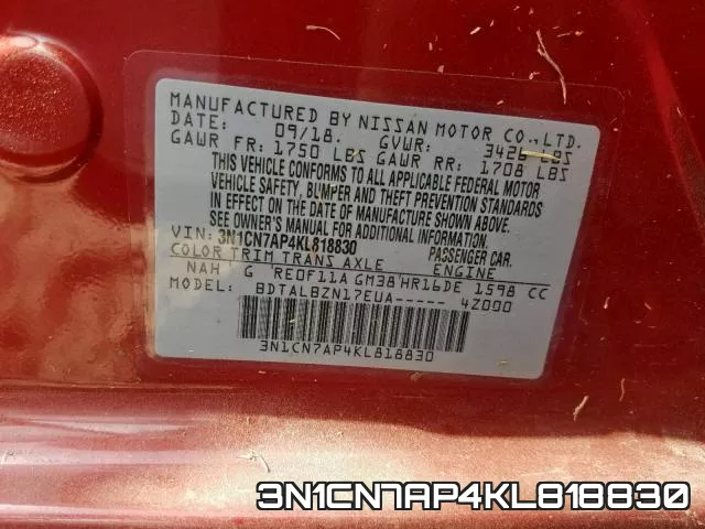 3N1CN7AP4KL818830 фото 2