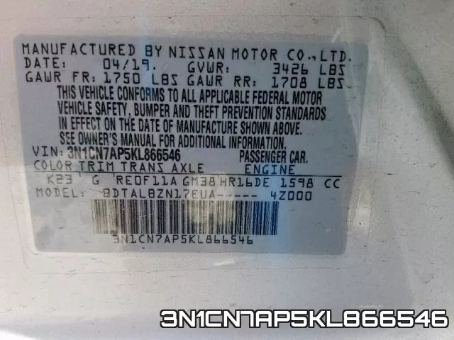 3N1CN7AP5KL866546 фото 2