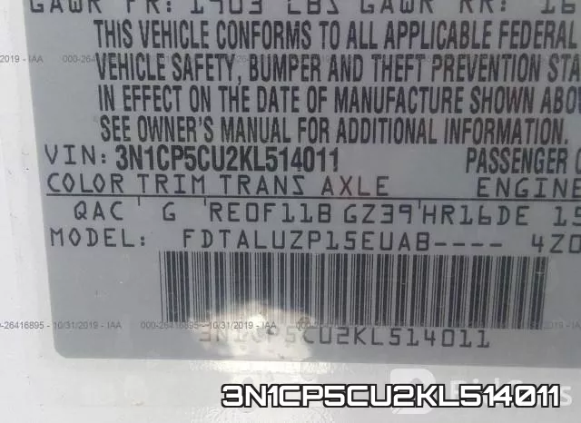 3N1CP5CU2KL514011 фото 10