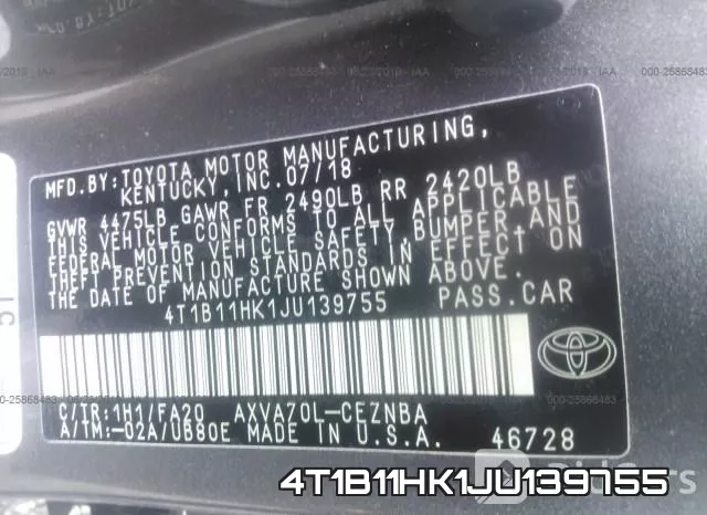 4T1B11HK1JU139755 фото 10