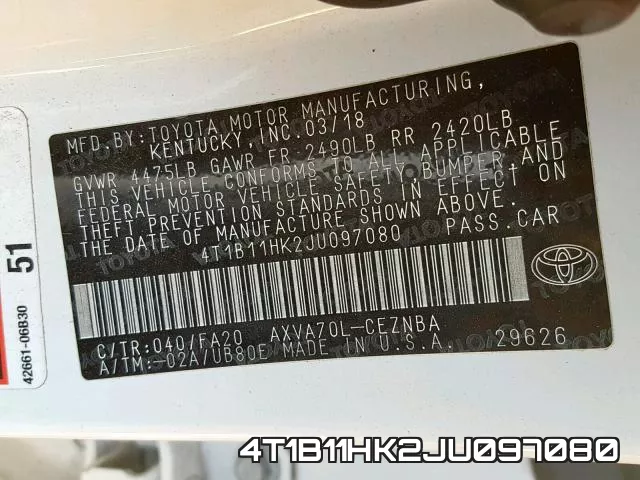 4T1B11HK2JU097080 фото 2