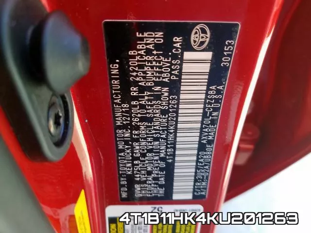 4T1B11HK4KU201263 фото 2