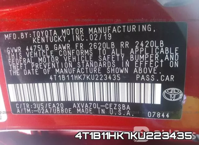 4T1B11HK7KU223435 фото 10