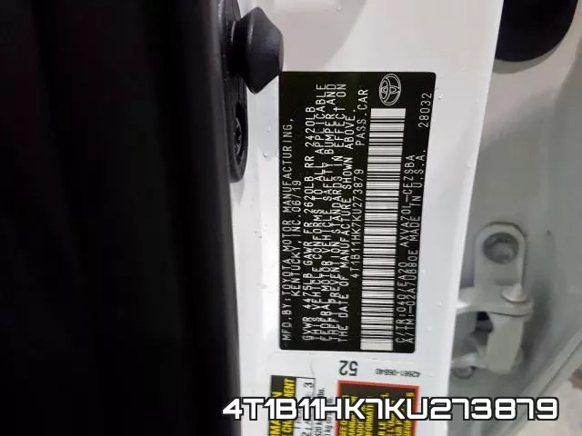 4T1B11HK7KU273879 фото 2