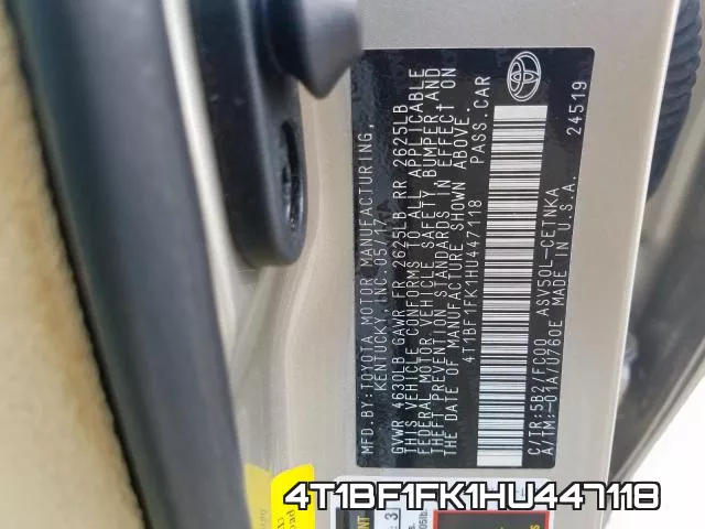 4T1BF1FK1HU447118 фото 2