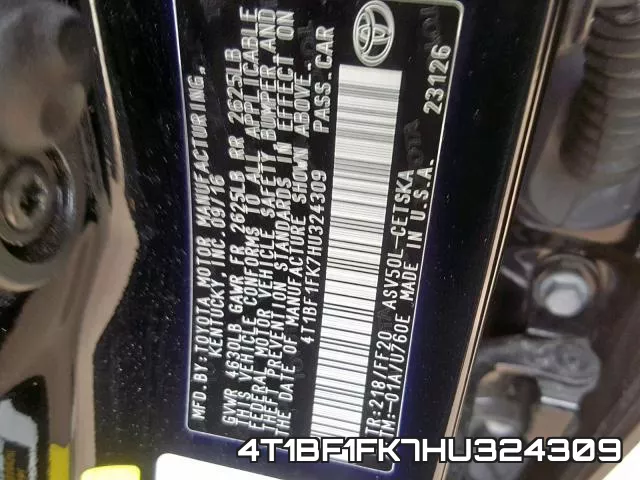 4T1BF1FK7HU324309 фото 2