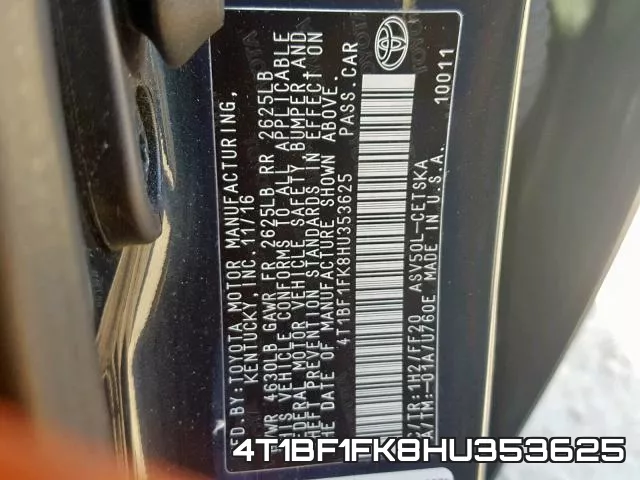 4T1BF1FK8HU353625 фото 2