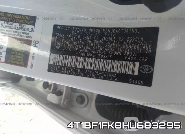 4T1BF1FK8HU683295 фото 10