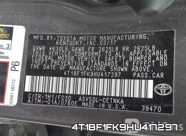 4T1BF1FK9HU417297 фото 10