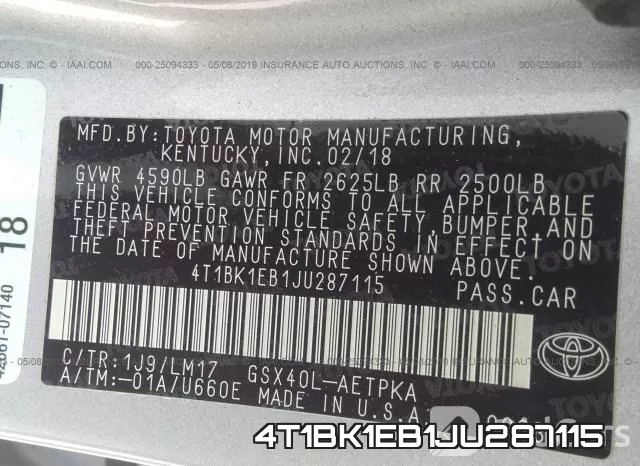 4T1BK1EB1JU287115 фото 10