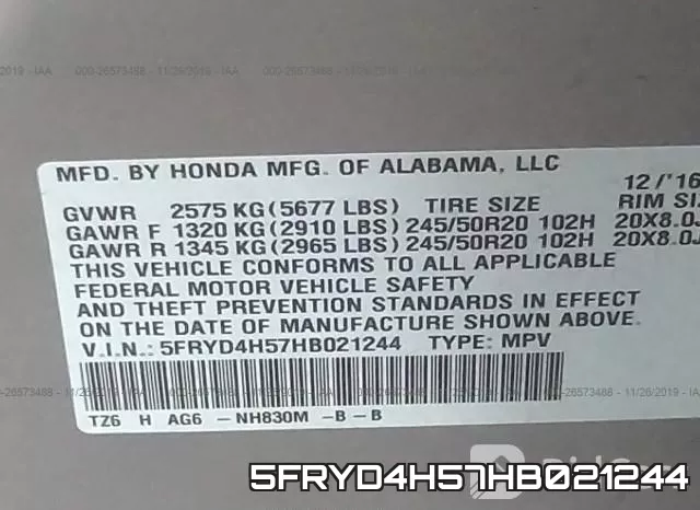5FRYD4H57HB021244 фото 10