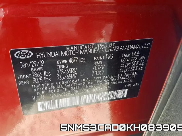 5NMS3CAD0KH083905 фото 2