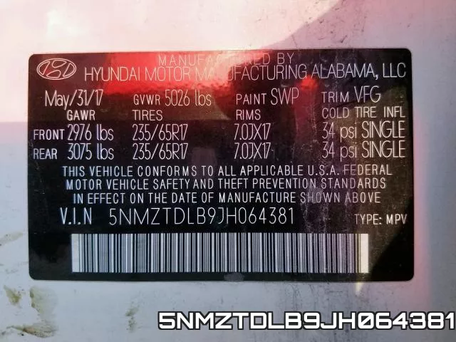 5NMZTDLB9JH064381 фото 2