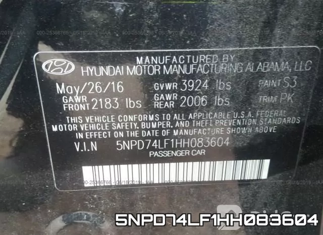 5NPD74LF1HH083604 фото 10