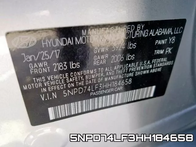 5NPD74LF3HH184658 фото 2