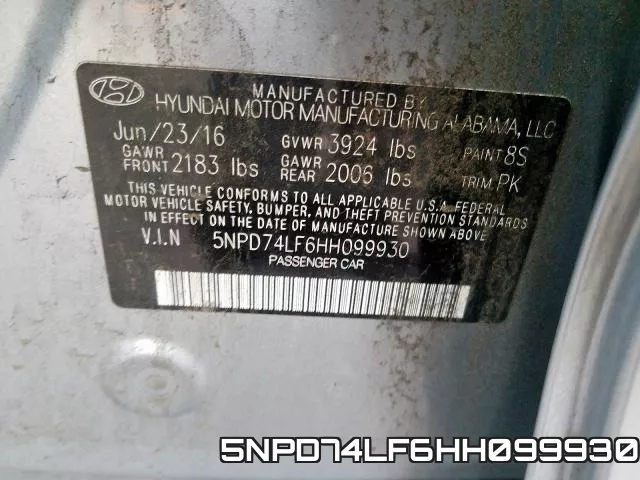 5NPD74LF6HH099930 фото 2