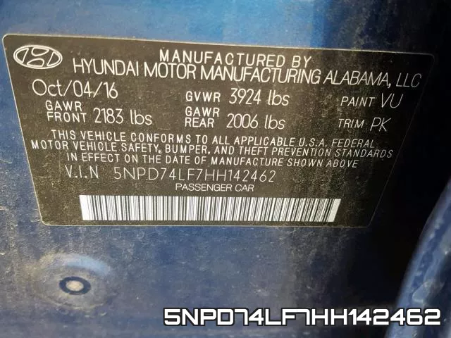5NPD74LF7HH142462 фото 2