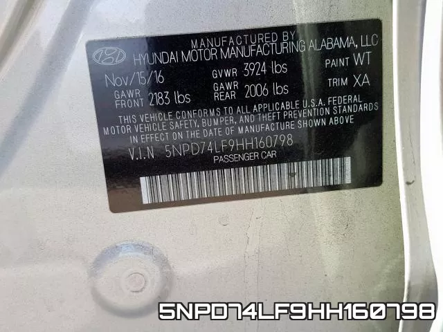 5NPD74LF9HH160798 фото 2