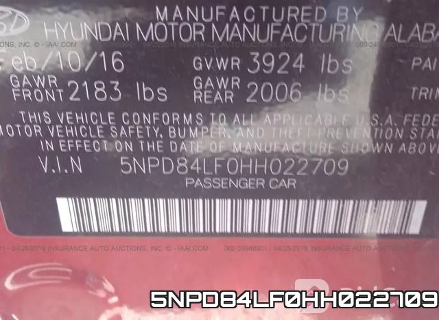 5NPD84LF0HH022709 фото 9