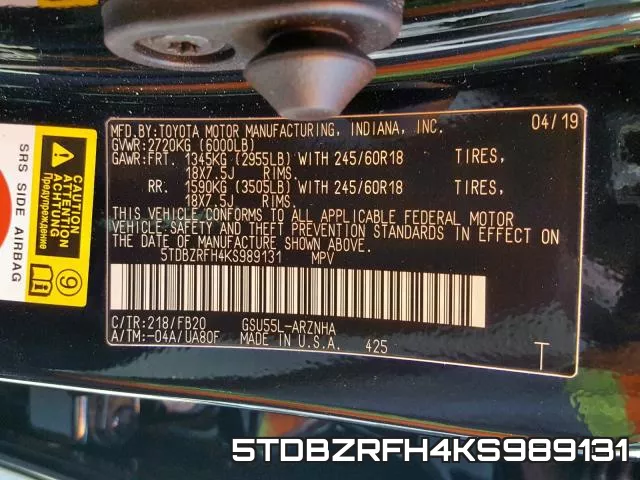 5TDBZRFH4KS989131 фото 2