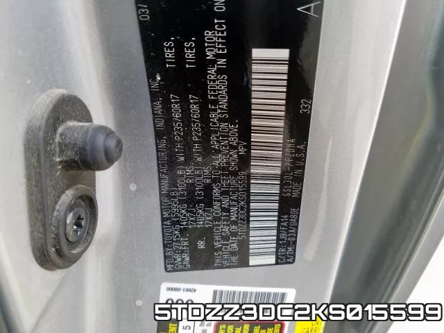 5TDZZ3DC2KS015599 фото 2