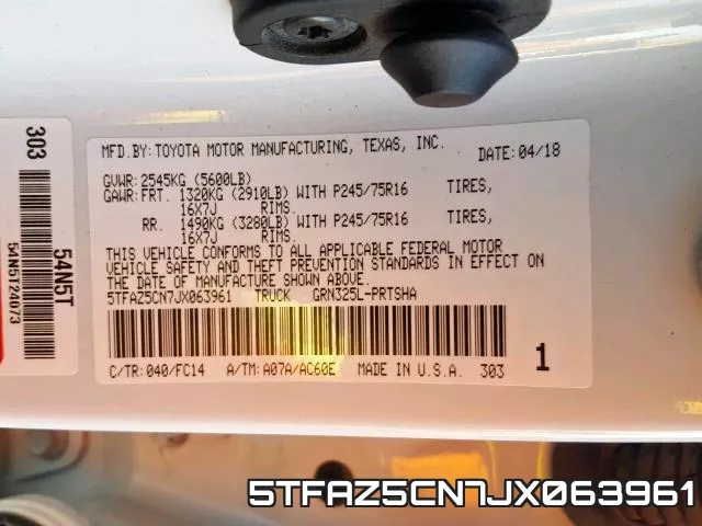 5TFAZ5CN7JX063961 фото 2