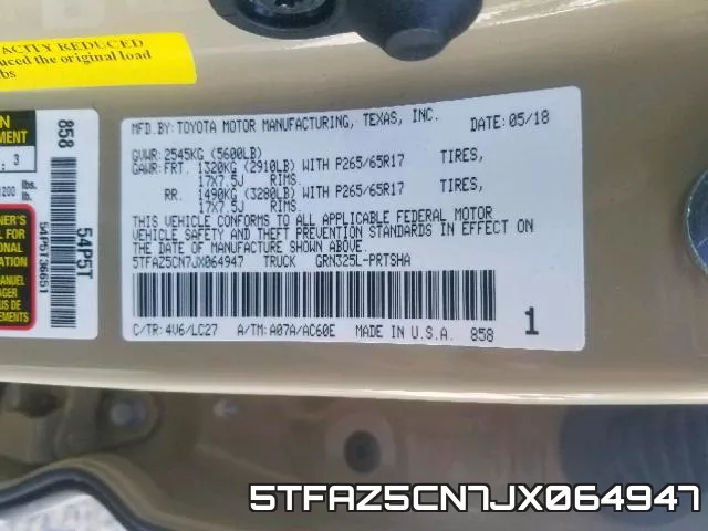 5TFAZ5CN7JX064947 фото 2