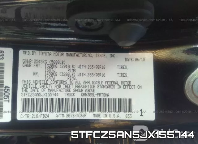 5TFCZ5AN5JX155744 фото 10