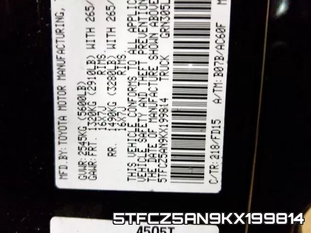 5TFCZ5AN9KX199814 фото 2