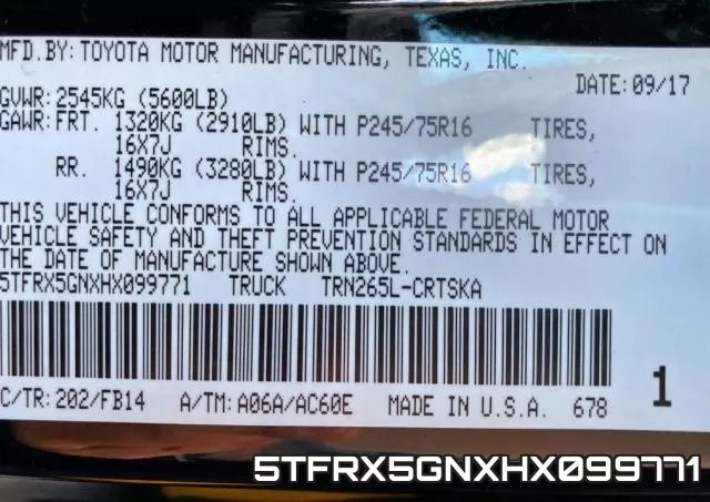5TFRX5GNXHX099771 фото 2