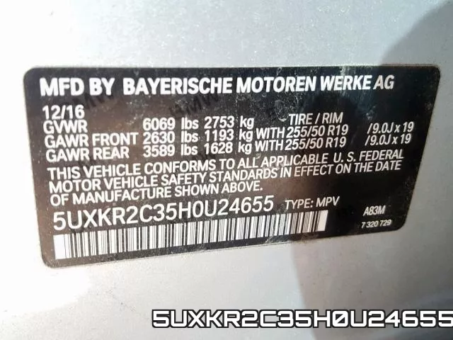 5UXKR2C35H0U24655 фото 2