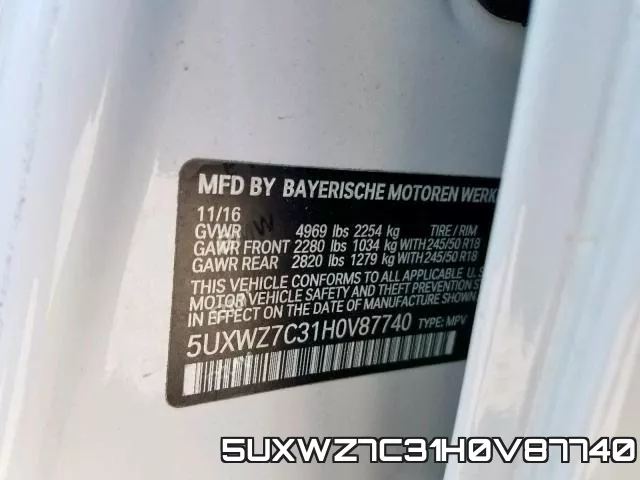 5UXWZ7C31H0V87740 фото 2