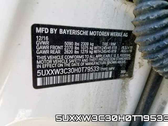 5UXXW3C30H0T79533 фото 2