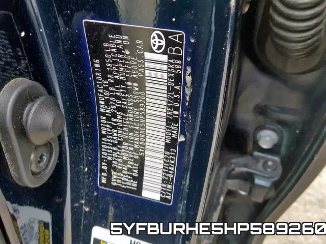 5YFBURHE5HP589260 фото 2