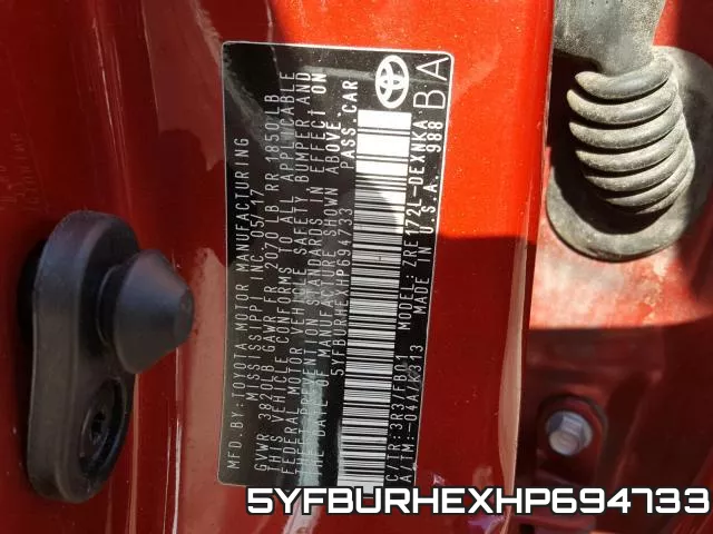 5YFBURHEXHP694733 фото 2